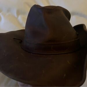 Men's Dark Brown Leather Cowboy Hat